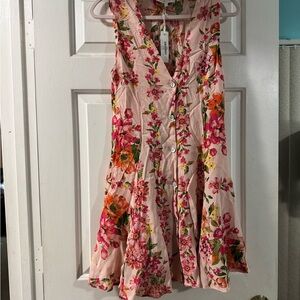 Olivaceous Pink and Orange Floral Mini Dress